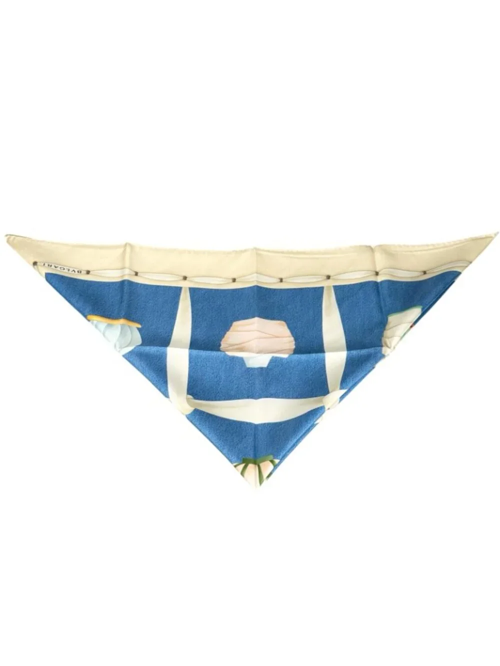 Bvlgari Silk Blue Beige Scarf